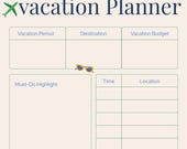 Vacation Planner Printable | Travel Itinerary, Budget Organizer (Digital Download)