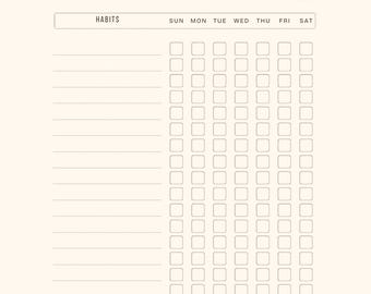 Rastreador de hábitos imprimible / Planificador minimalista en PDF / Desarrollo personal / Rastreador de rutina diaria / Descarga instantánea