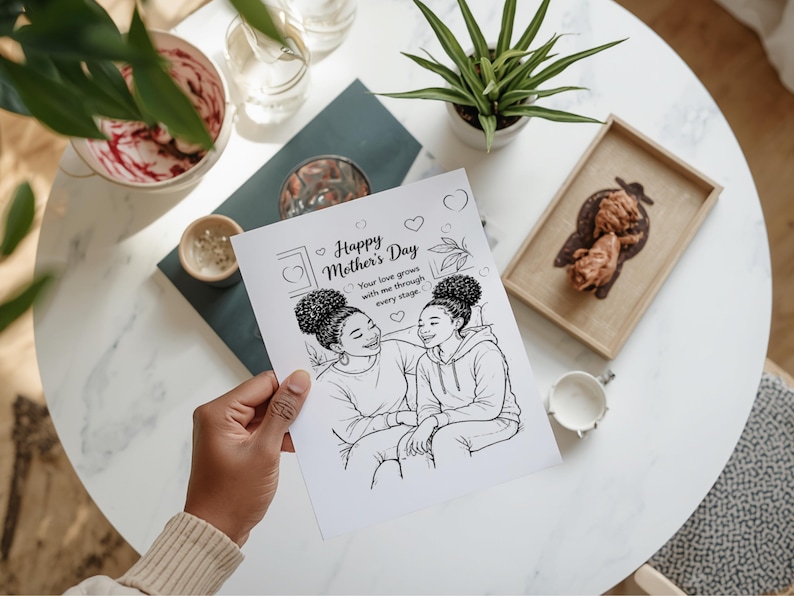 Black Mother’s Day Coloring Page | Mom Child Printable | Natural Hair ...