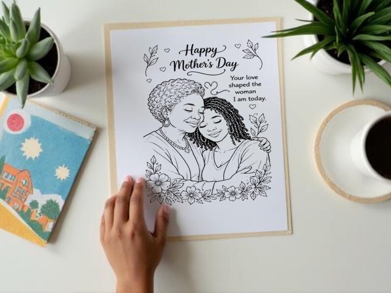 Black Mother Daughter Son Coloring Pages | Natural Hair Affirmations ...