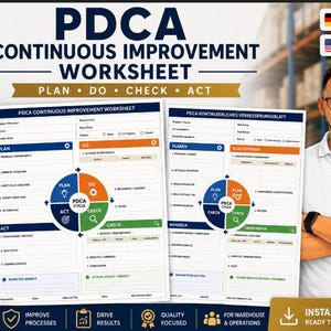 PDCA Continuous Improvement Worksheet | Lean Management Template