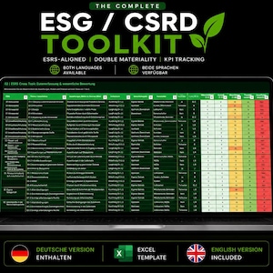Duurzaamheidsdashboard in Excel: ESG-tracker voor de toeleveringsketen, CO2-rapportage en tool voor naleving van de CSRD-regelgeving (en/de)