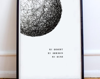 Minimalistisches D. Poster: Arrakis Tuschezeichnung