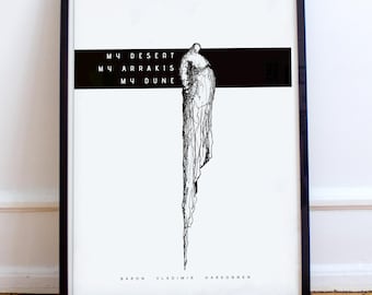 D. Poster: Baron Harkonnen, Minimalistische Tuschezeichnung