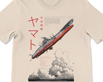 Weltraum-Schlachtschiff Yamato T-Shirt: Anime Poster Art, Unisex Creme Tee