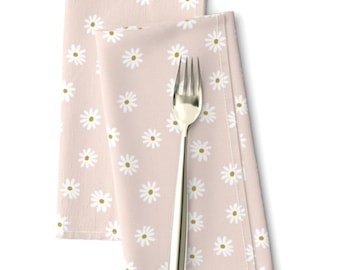 Tovaglioli con motivo floreale rosa / Tovaglioli da cena in stile rustico