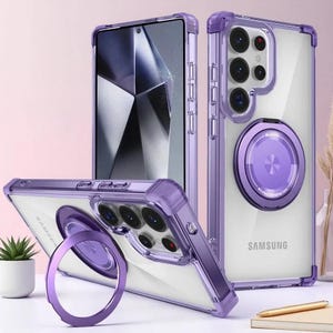 Samsung Galaxy S24 S23 S25 S26 Transparente Magnetring Hülle (Ultra Plus FE Edge)