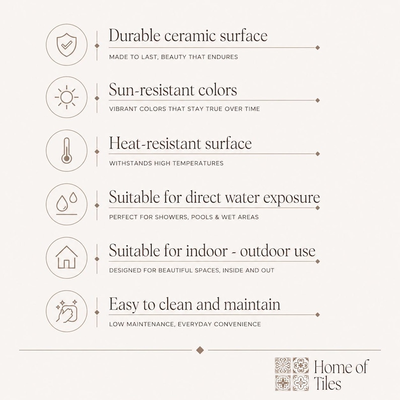 tiles benefits - durable, uv-resistant, suitable for direct water flow, indoor r outdoor tiles