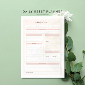 Pink Digital Planner, Undated Daily Reset Journal for Goodnotes iPad, Peach Self-Care