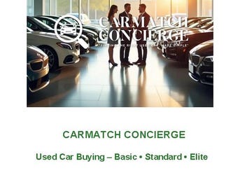 Used Car Buying Service – Basic, Standard, Elite | Car Matching, Red Flags, Value Check, Trade‑In Estimate