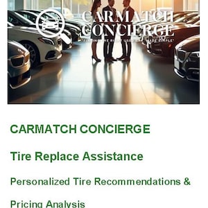 May include: Image of a car dealership with several cars on display. Three people are standing in front of the cars. The text "CARMATCH CONCIERGE" is displayed, along with the tagline "FINDING THE RIGHT USED CAR, MADE SIMPLE."