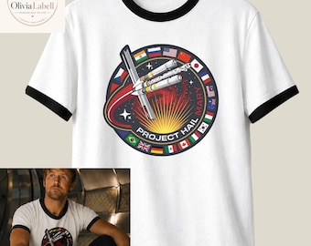 Camiseta Project Hail Mary Ringer, camiseta con insignia de misión espacial, camiseta para fans de películas de ciencia ficción, regalo inspirado en Ryland Grace, camiseta con gráfico de cohete