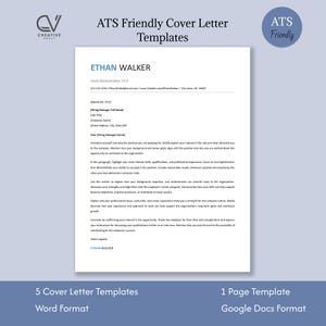 Cover Letter Template Bundle ATS Friendly Cover Letter Word Google Docs Job Application Cover letter Template