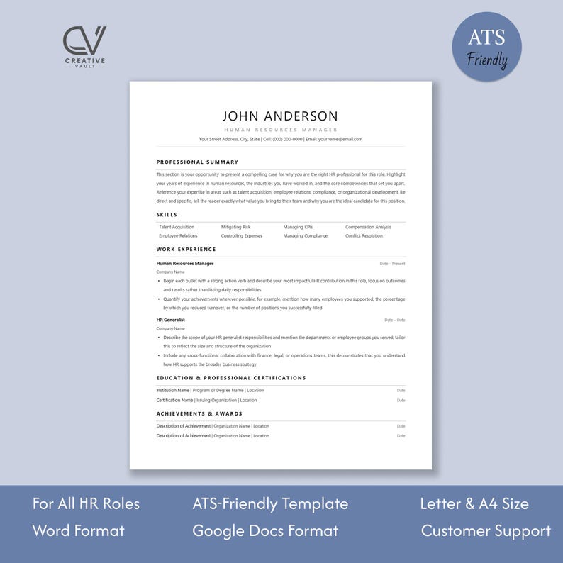 Modèle Word de CV RH convivial pour les ATS Goog…