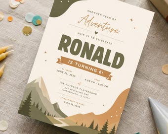Adventure Birthday Invitation National Park Birthday Invite Mountain Birthday Invitation Forest Birthday Personalized Outdoor Party