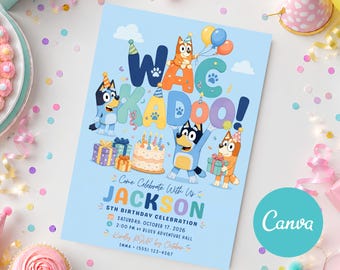 Bluey Birthday Invitation, Bluey Party Invite, Bluey Birthday Card, Bluey Printable Evite, Bluey DIY Invitation, Kids Birthday Party