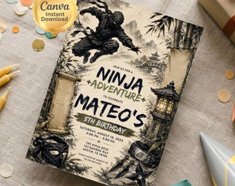 Ninja Adventure Birthday Invitation: Martial Arts Dojo Celebration (Digital Download)
