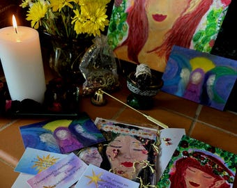 Snail Mail Art from Soulful Gypsy.  Stickers, cards, dried flowers, and affirmation cards.