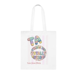 TA appreciation gift. Rainbow Patch awesome Tote. Teaching assistant gift. Tote bag gift for teaching assistant.