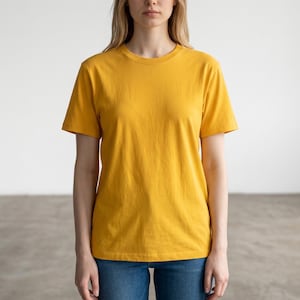 Dam-T-shirt i 100 % bomull, kortärmad, enfärgad t-shirt, avslappnad sommartopp, 18 färger