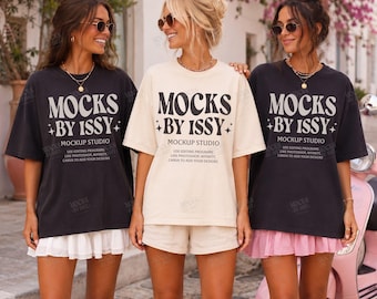 Comfort Colors 1717 Ivory Black T-Shirt Mockup, Bachelorette Trip Girls Trip Tee Mockup, Group Mockup, Mediterranean Street Scene