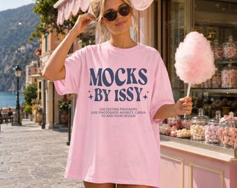 Comfort Colors 1717 Blossom Shirt Mockup, CC 1717 Blossom T-shirt Mock-up, Coastal Candy Shop Tee Mockup, Summer Boutique Street Mockup