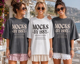 Comfort Colors 1717 White Pepper T-Shirt Mockup, Bachelorette Girls Party Coastal Vacation Tee Mockup