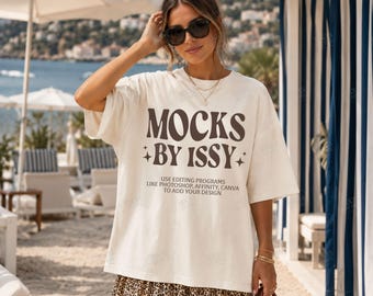 Comfort Colors 1717 アイボリー Tシャツ モックアップ、ビーチクラブ モックアップ、地中海リゾートアパレル