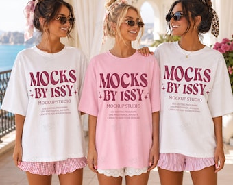 Comfort Colors 1717 Blossom White T-Shirt Mockup, Bachelorette Girls Party Coastal Vacation Tee Mockup