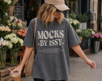Comfort Colors C1717 ペッパーシャツモックアップ、CC 1717 ペッパーTシャツモックアップ、オーバーサイズTシャツモックアップ、フラワーショップストリートスタイルシャツモックアップ