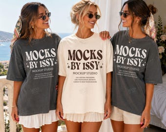 Comfort Colors 1717 Ivory Pepper T-Shirt Mockup, Bachelorette Girls Party Coastal Vacation Tee Mockup