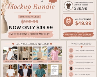 Whole Shop Mockup Bundle, Lifetime Pass Mega Bundle, 1600+ Mockups, Trendy Mockup Bundle, Entire Shop Pass