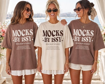 Comfort Colors 1717 Ivory Espresso T-Shirt Mockup, Bachelorette Girls Party Coastal Vacation Tee Mockup