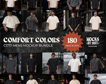 Comfort Colors 1717 T-Shirt Mens Mockup Bundle, Men's Dark Aestethic Mockups, Alt Mockup, Tattooed Model