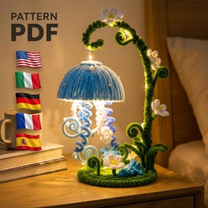 Schema PDF per lampada a forma di medusa / Lavoretto con scovolini / Tutorial fai da te per decorazioni a tema marino