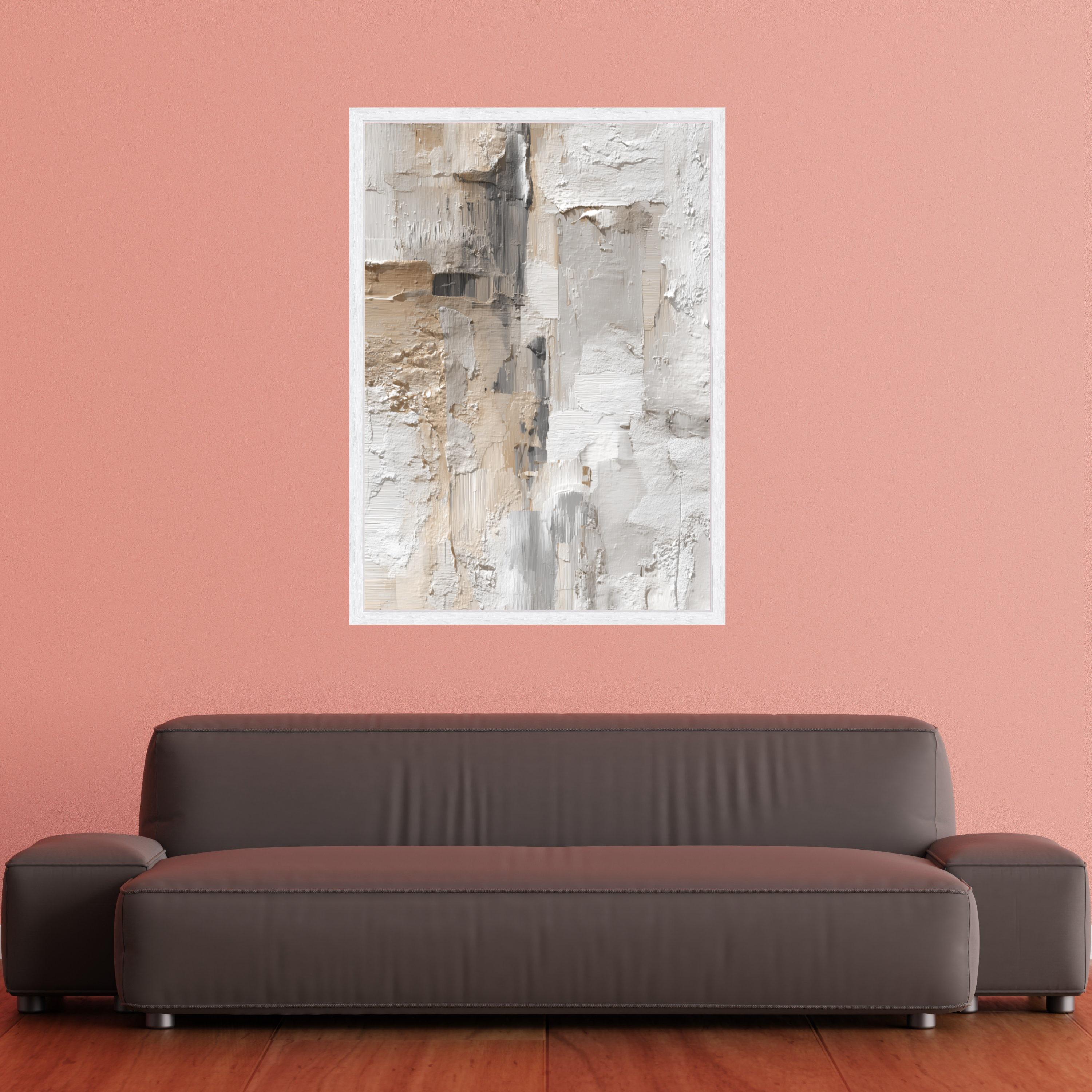 Neutral Tones Abstract Canvas, Modern Beige and Gray Wall Art ...