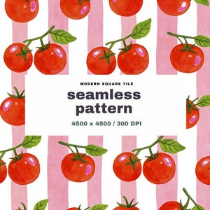 Tomato Seamless Pattern Mediterranean Digital Paper Kitchen Print Food Scrapbook Paper Italian Background Recipe Journal Fabric Design