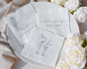 Servilletas de cóctel personalizadas para bodas, servilletas personalizadas con foto y logotipo para compromiso, despedida de soltera y recepción.