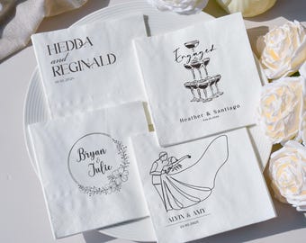 Servilletas de cóctel personalizadas para bodas, servilletas personalizadas con foto y logotipo para compromiso, despedida de soltera y recepción.