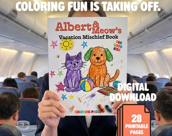 Libro de travesuras vacacionales de Albert y Meow – PDF para colorear imprimible para niños