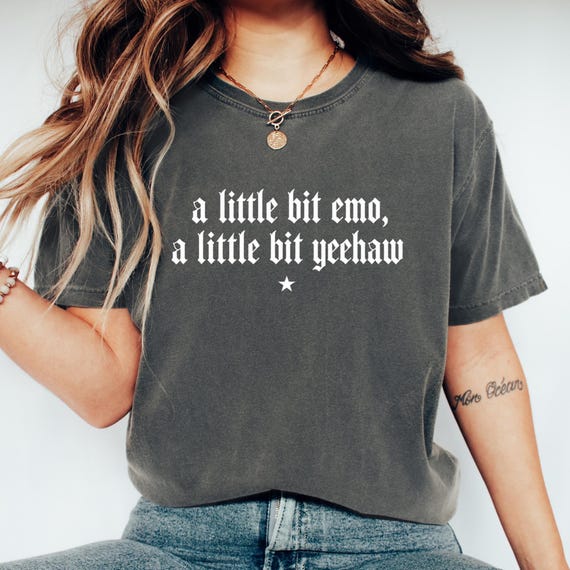 A Little Bit Emo Yeehaw Shirt, Yallternative Cowgirl Tee, Western Goth Apparel, Alt Country Concert Top, Funny Graphic Tee, CC 1717