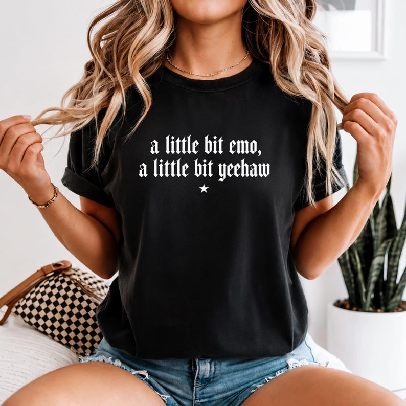 A Little Bit Emo Yeehaw Shirt, Yallternative Cowgirl Tee, Western Goth Apparel, Alt Country Concert Top, Funny Graphic Tee, CC 1717 image 9