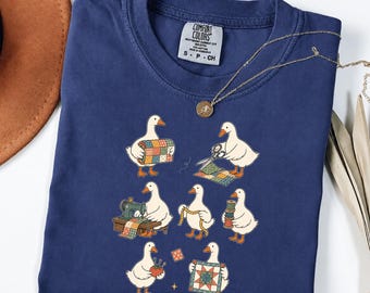 Funny Goose Quilting Shirt, Sewing Lover Gift, Cute Patchwork Maker Top, Quilter Gift, Comfort Colors Craft Humor Apparel