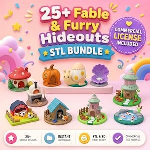 25+ Fantasy House STL Bundle | Fairy House | Mushroom House | Pumpkin Cottage | Hamster Hideout | Fairy Decor | Cute Houses | 3D Print Files