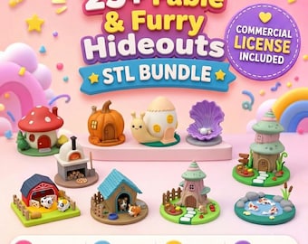25+ Fantasy House STL Bundle | Fairy House | Mushroom House | Pumpkin Cottage | Hamster Hideout | Fairy Decor | Cute Houses | 3D Print Files