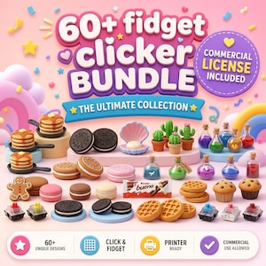 Leuke Kawaii STL-megabundel | Clickerspeelgoed, sleutelhangers eten, flesjes toverdrank, minidieren, bureauspeelgoed voor verzamelaars downloaden