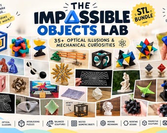 Impossible Objects STL Bundle | 35+ Optical Illusions & Mechanical Puzzles 3D Print Files | Penrose Triangle | Instant Download