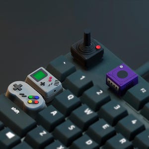 Retro Console Keycap Set | Vintage Gaming Artisan Keys | Mechanical Keyboard Mod | Nostalgia Gift for Gamer Dad