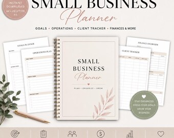 Planificador para pequeñas empresas imprimible / Seguimiento de objetivos, operaciones y clientes / Cuaderno de trabajo para emprendedores en PDF