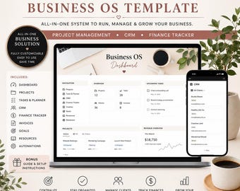 Plantilla de Notion Business OS / Gestión de proyectos, CRM, Seguimiento financiero